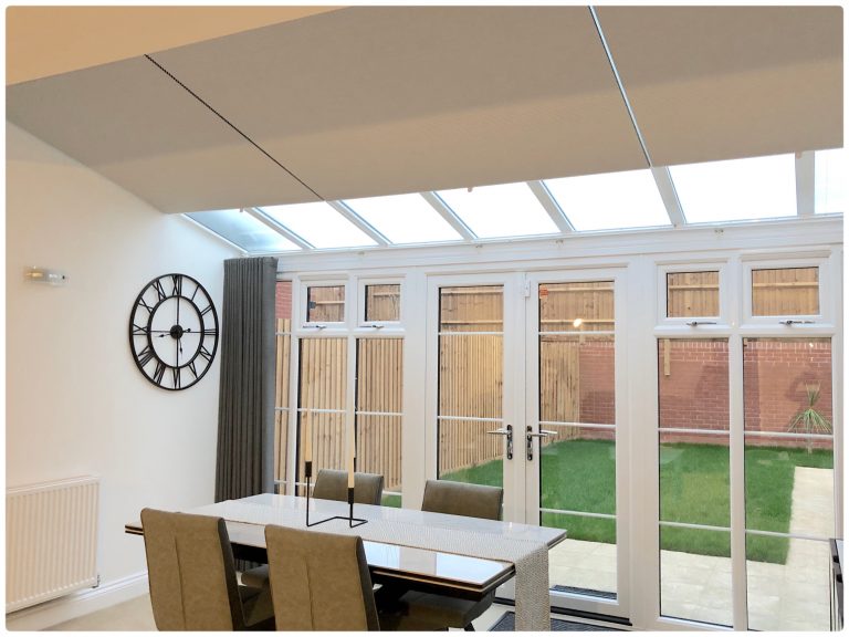 Conservatory Roof Blinds Wave Curtains • SGS Shutters and Blinds