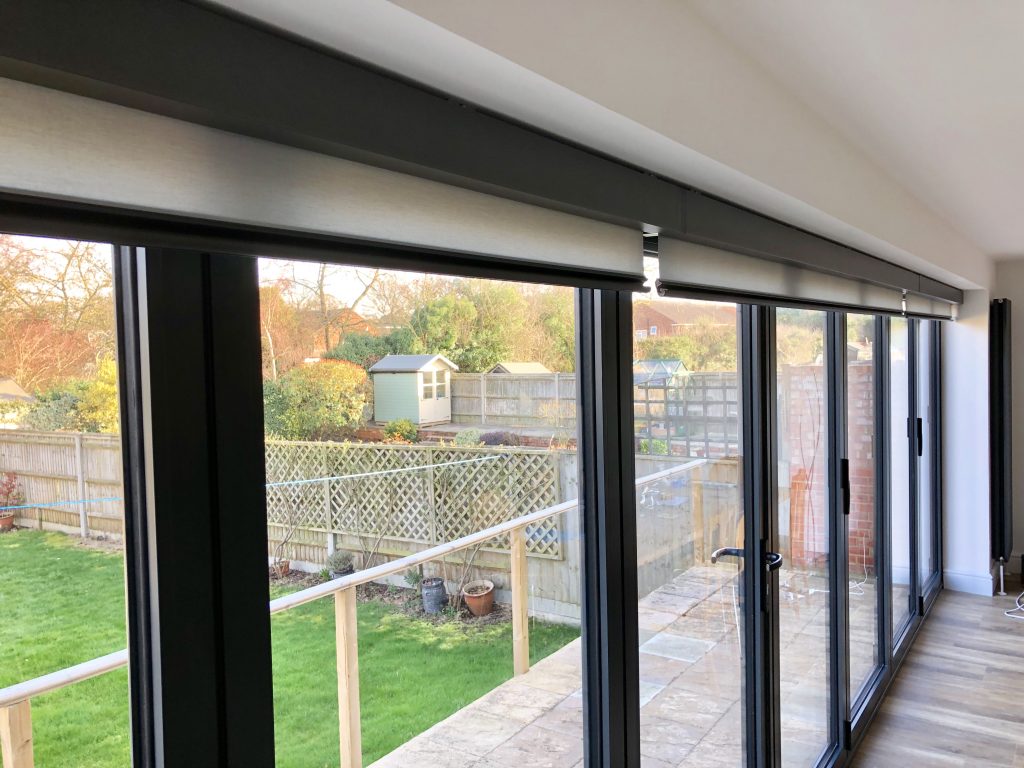 BiFolding Door Motorise Roller Blind Square Cassette Anthracite • SGS